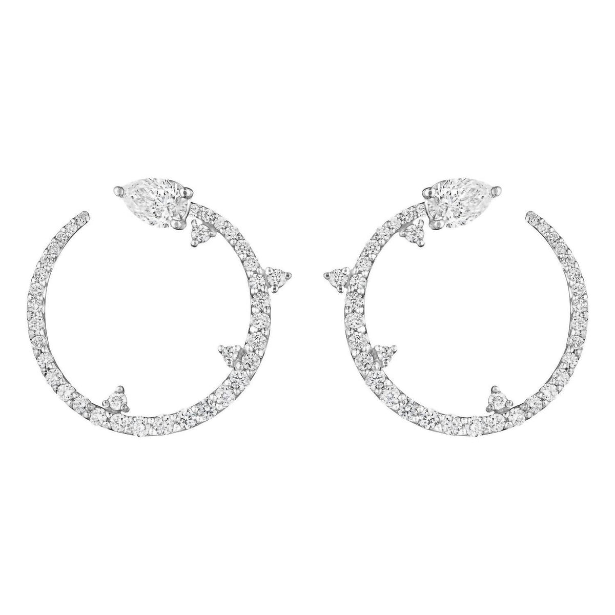 Women's Forward Facing Constellation Hoop Earrings In White Gold