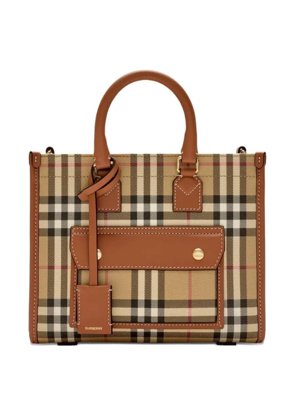 Burberry Women Mini Freya Tote Bag In Burberry Check Coated Cotton Blend