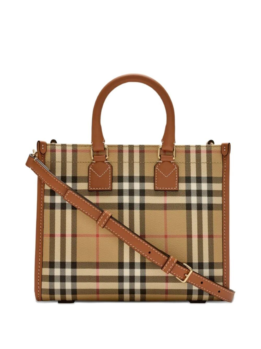 Burberry Women Mini Freya Tote Bag In Burberry Check Coated Cotton Blend