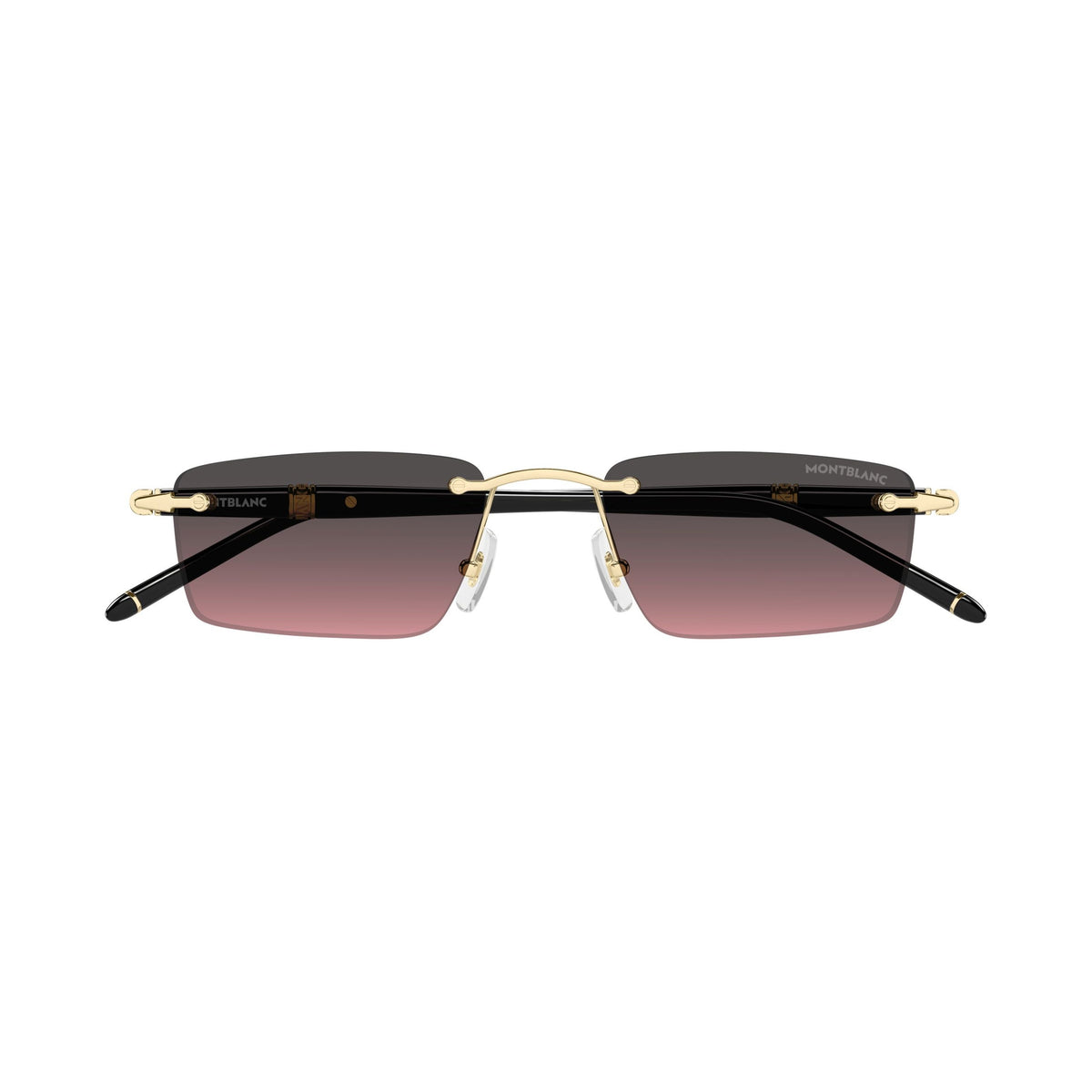 Rimless Rectangular Sunglasses With Gradient Lenses And Gold Accents