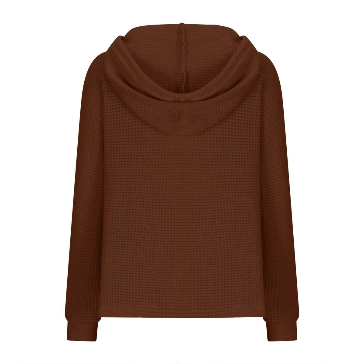 Waffle Button-Up Hoodie Pullover In Caramel