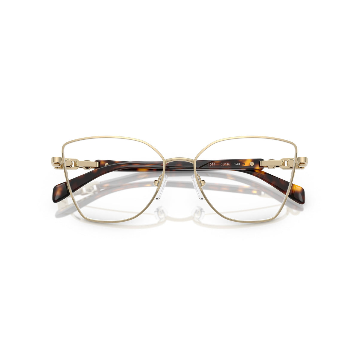 0Mk3090 Geometric Metal Frame Eyeglasses with Tortoiseshell Accents