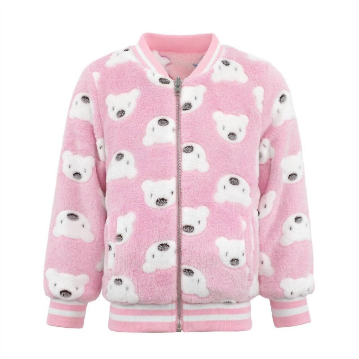 Kid's Fuzzy Reversible Bomber Jacket In Pink