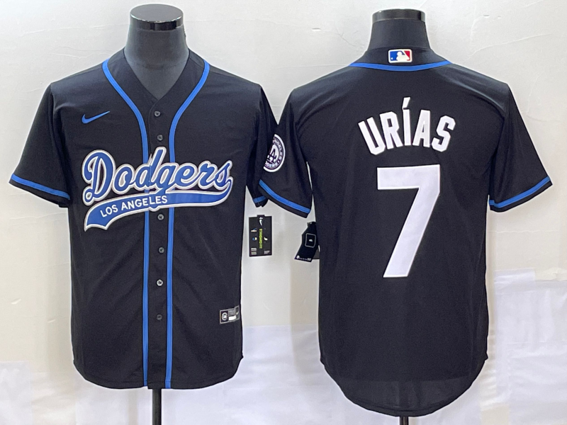 Men's Los Angeles Dodgers Julio Urias #7 Black Player jersey Joint Edition