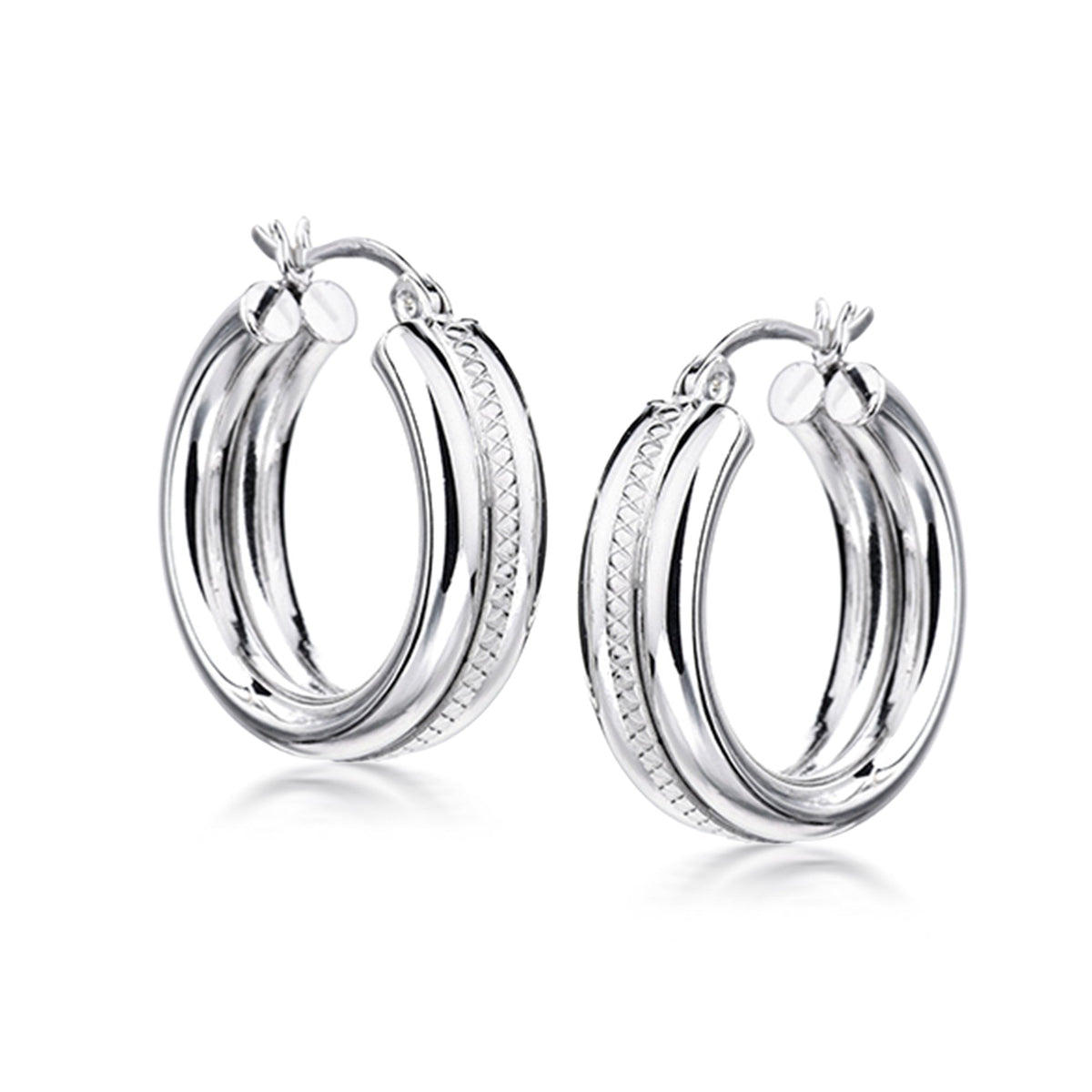 Ross-Simons Sterling Silver Striped Hoop Earrings