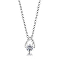 Silver+ e-coating Brass Chain Pendant with AAA Grade CZ in Clear