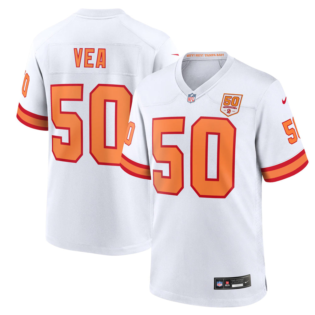 76 Tampa Bay Buccaneers Vita Vea White 50th Season Game Jersey