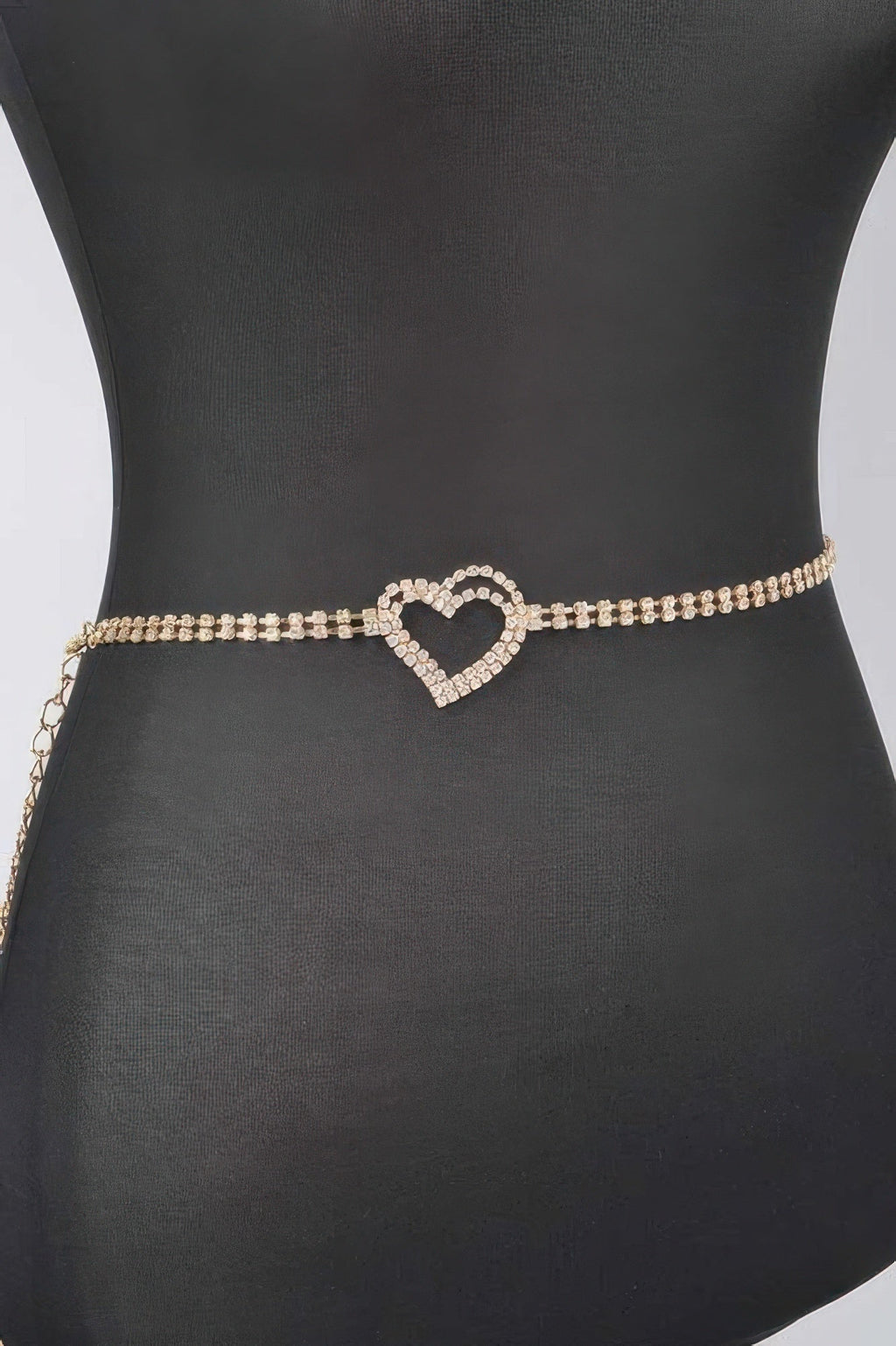 Rhinestone Heart Chain Belt