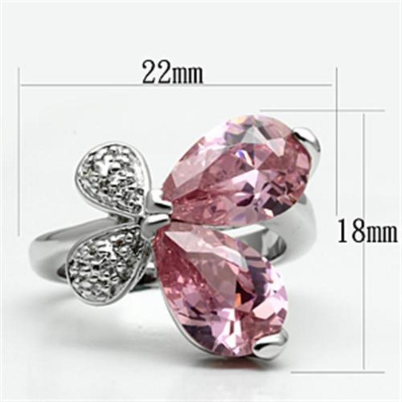 Rhodium Brass Ring with AAA Grade CZ in Rose