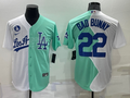 Men's Los Angeles Dodgers Bad Bunny #22 White/Green Replica Baseball jersey