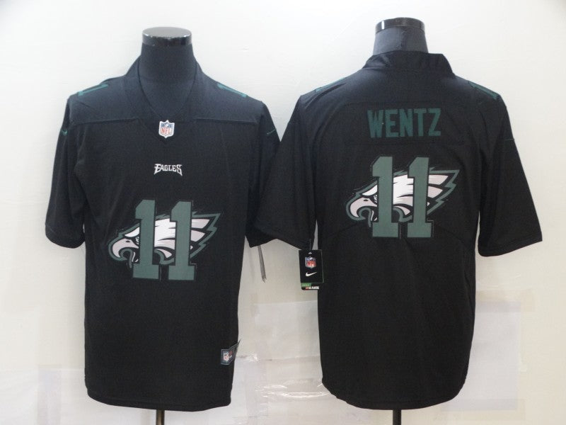 Men's Philadelphia Eagles #11 Carson Wentz Black Replica Game jersey
