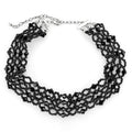 Rhodium Brass Necklace with Synthetic Synthetic Glass in Jet