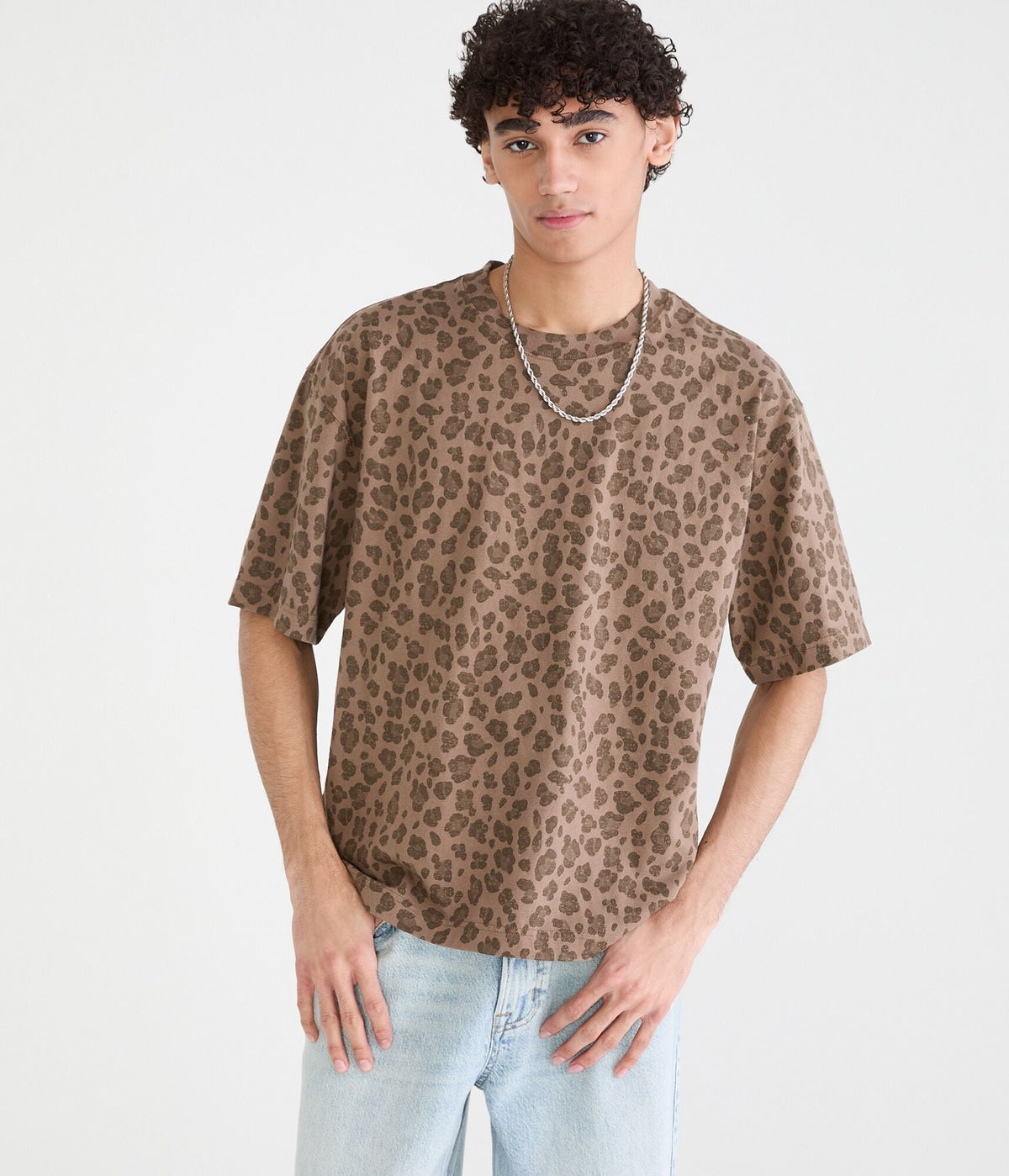 Aeropostale Leopard Print Heavyweight Crew Tee