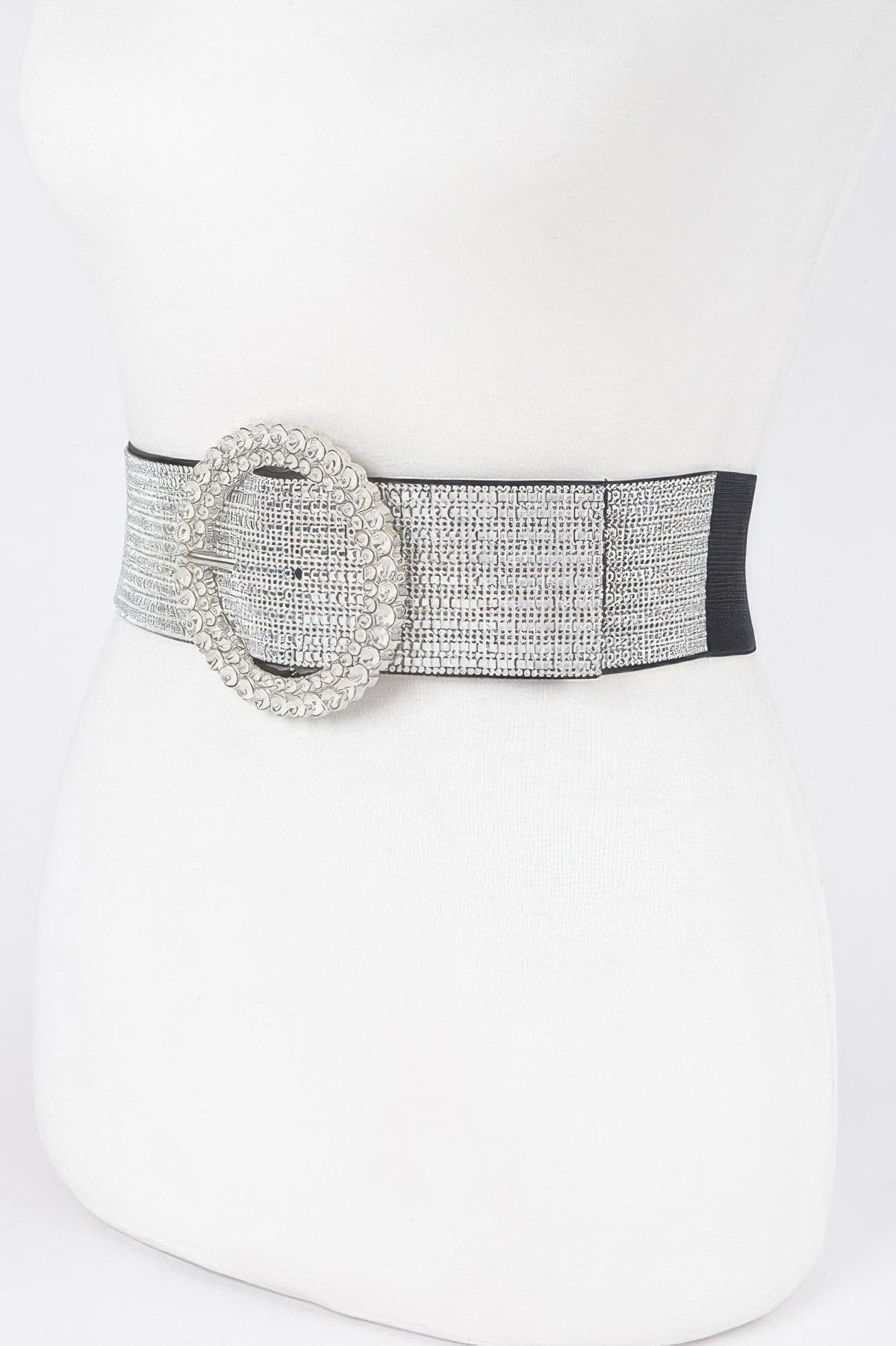 Rhinestone Buckle Plus Size Elastic Belt