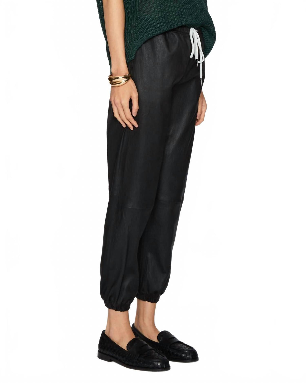 Leather High-Rise Sweatpants In Black