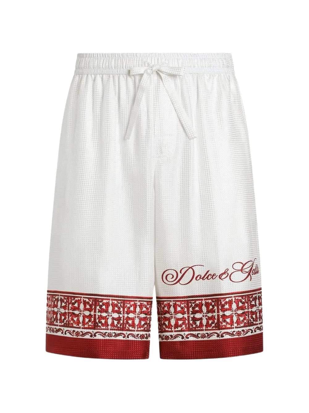 Dolce & Gabbana Men Vanity Bermuda Shorts In Jacquard Twill With A Majolica Print