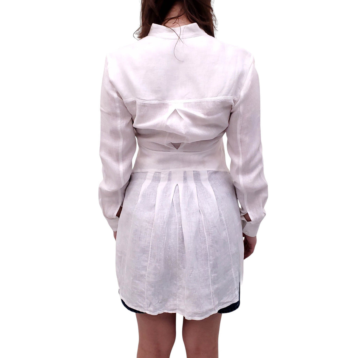 100% CAPRI WHITE LINEN BLOUSE - SIZE S