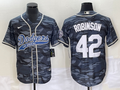 Men's Los Angeles Dodgers Jackie Robinson #42 Grey Camouflage Player jersey Joint Edition