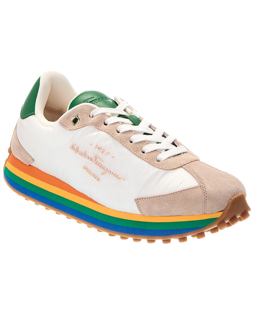 Ferragamo Iggy Suede-Trim Sneaker