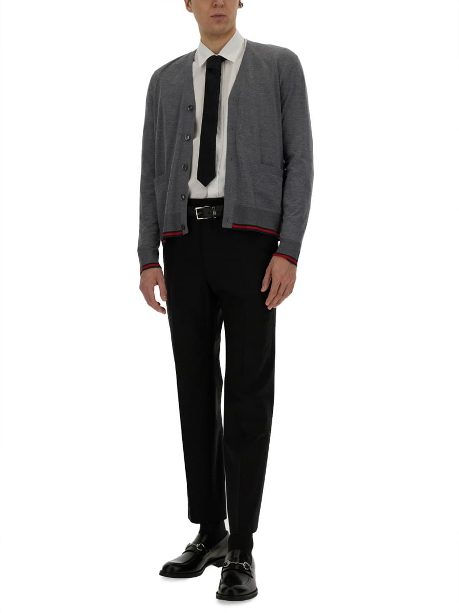 Gucci Men Web Pattern Cardigan