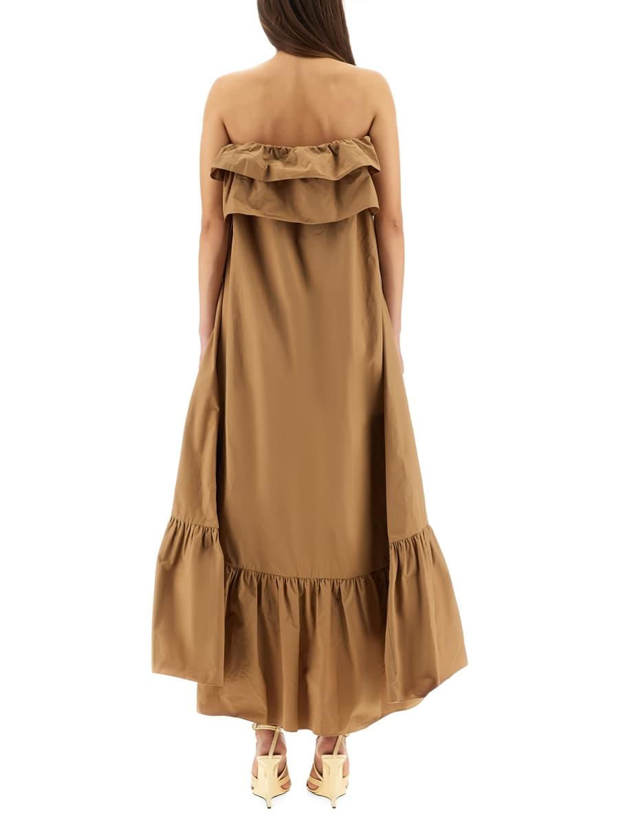 Saint Laurent Women Cotton Twill Ruffle Dress