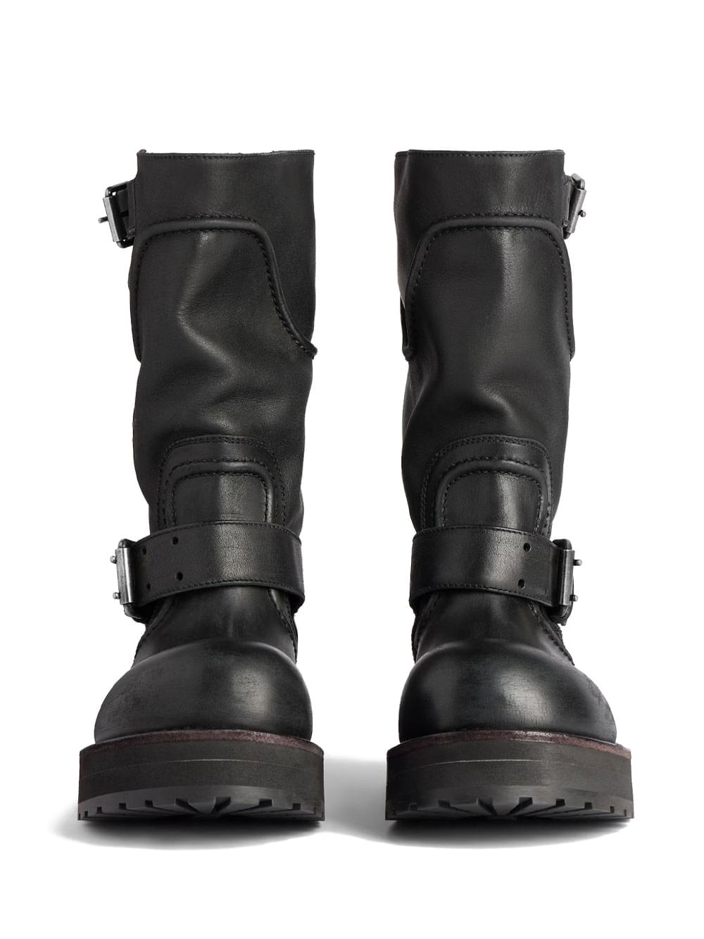 Balenciaga Women Venom Boots In Worn-Out Effect Leather