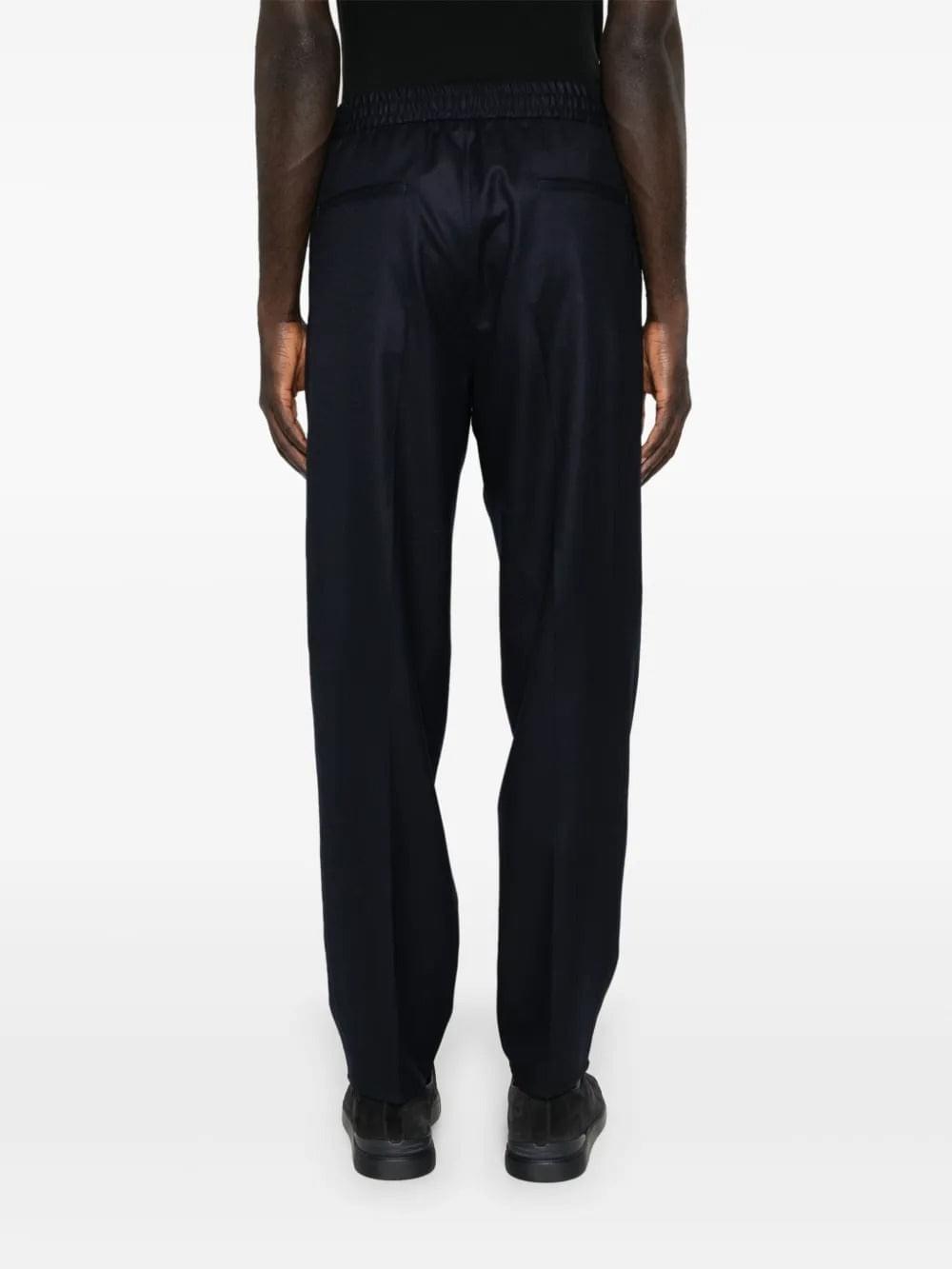 Brunello Cucinelli Men Wool Flannel Leisure Fit Trousers With Drawstring And Double Pleats