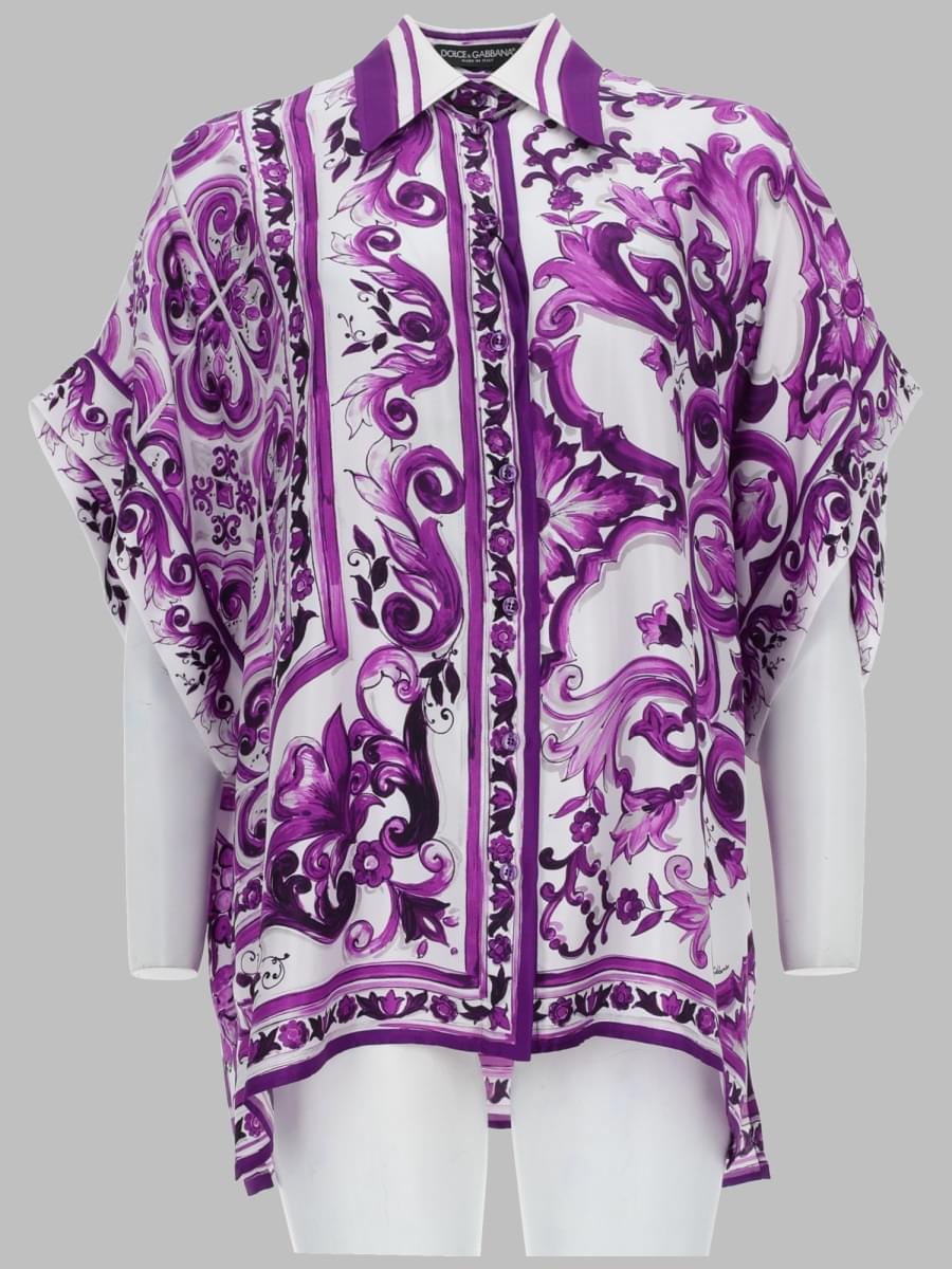Dolce & Gabbana Women Camicia In Twill Stampa Maiolica