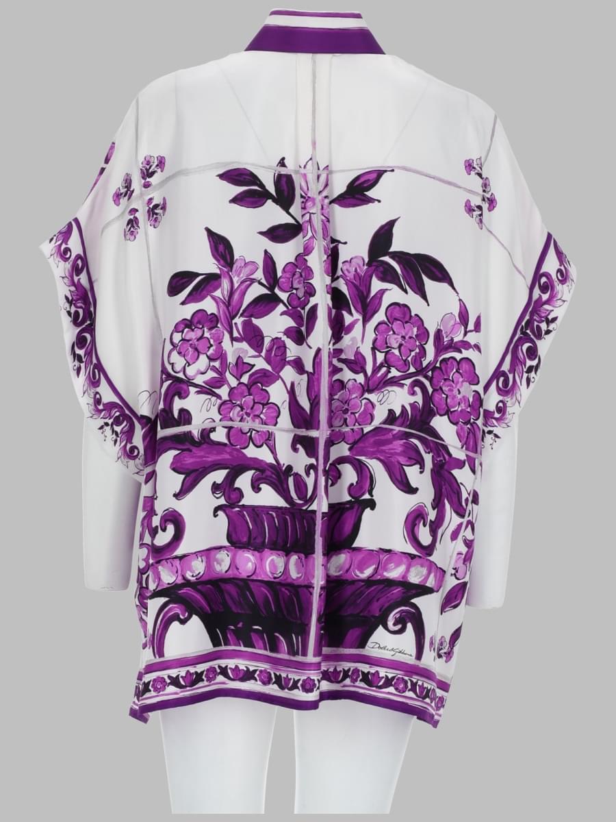 Dolce & Gabbana Women Camicia In Twill Stampa Maiolica