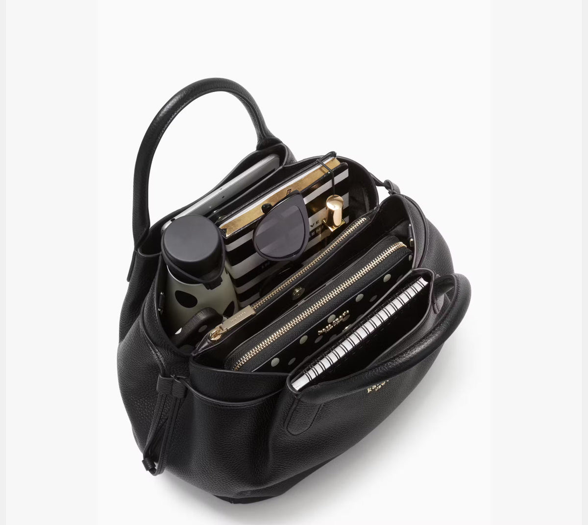 NWT Kate Spade Large Leather Dumpling Satchel In Black
