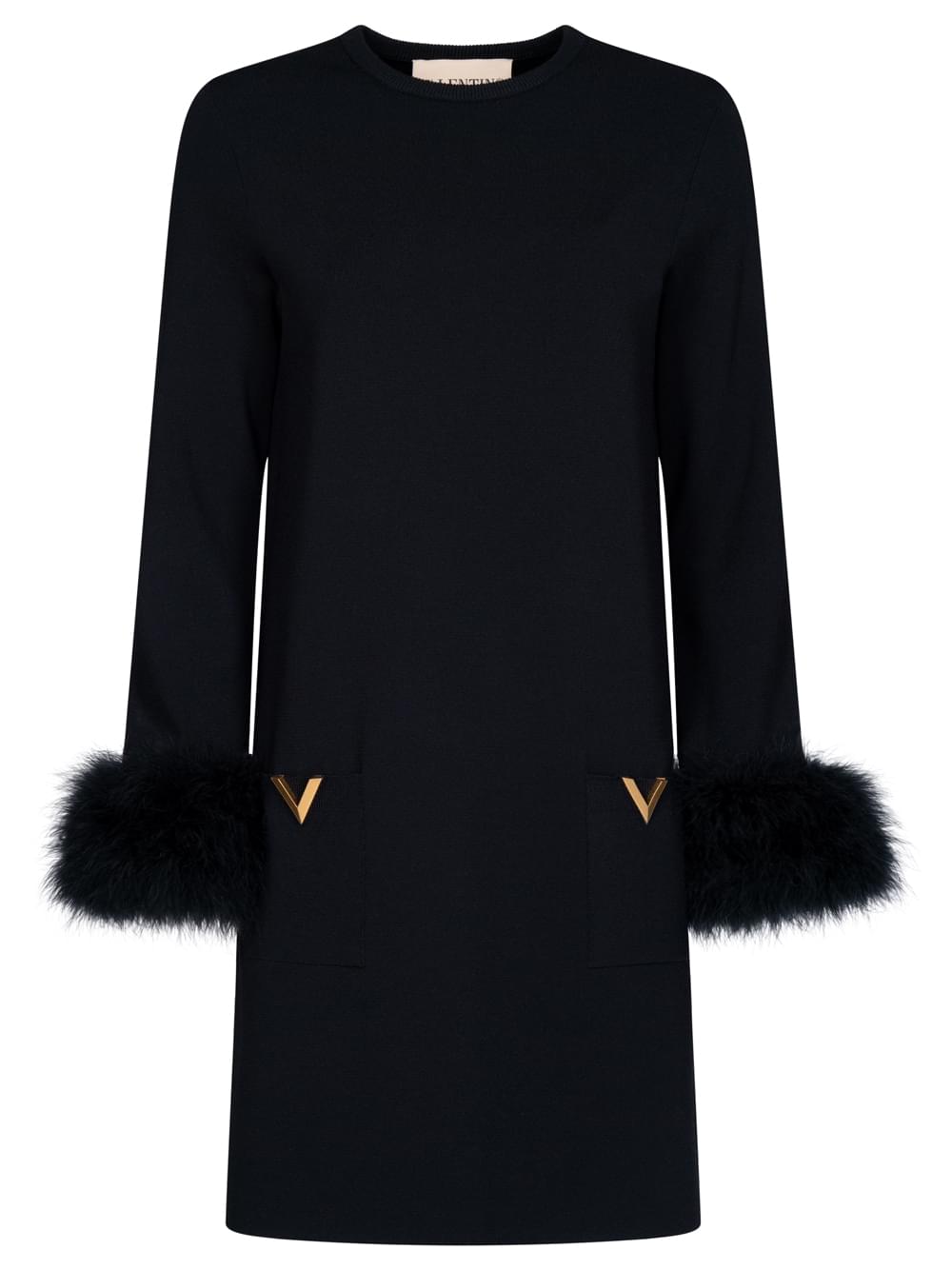 Valentino Garavani Women V Logo And Feather-Detail Knitted Dress