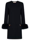 Valentino Garavani Women V Logo And Feather-Detail Knitted Dress