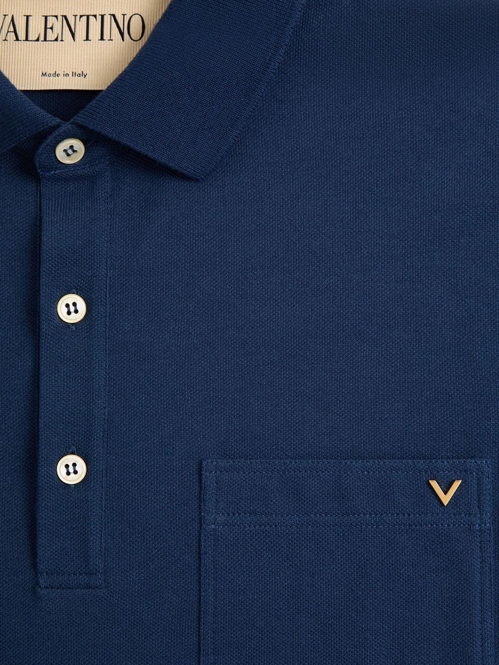 Valentino Garavani Men Valentino Polo Shirt In Cotton Piqué With Vgold