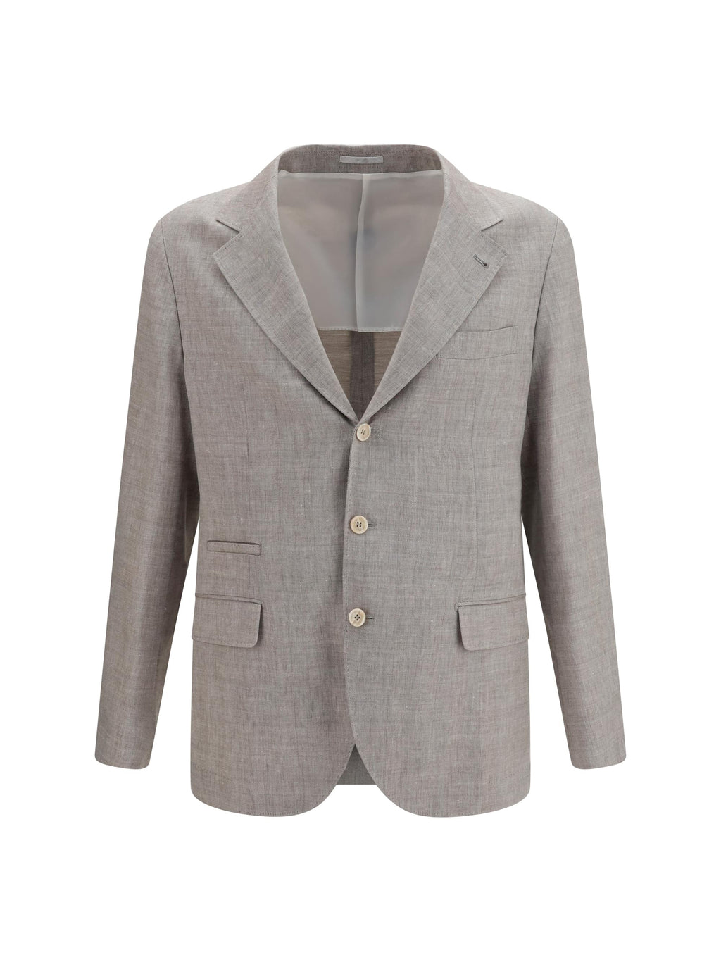 Brunello Cucinelli Men Deconstructed Linen And Wool Chevron Jacket