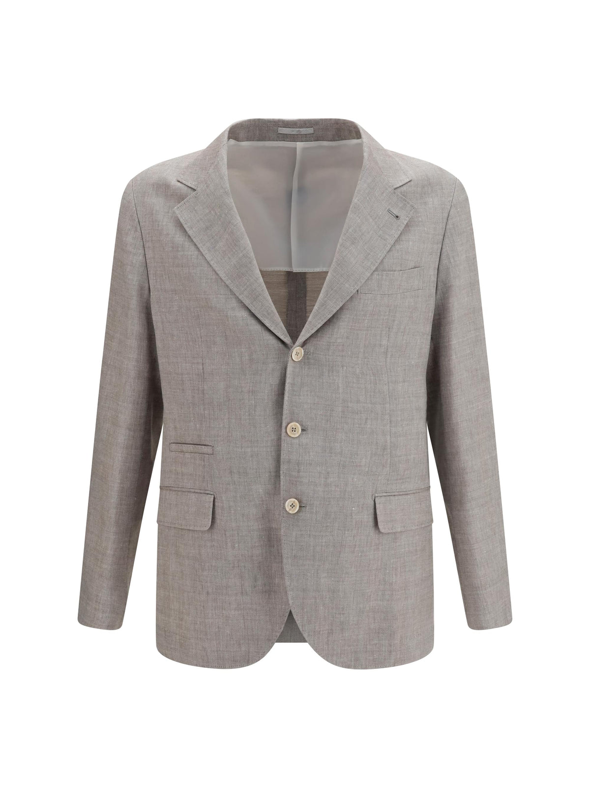 Brunello Cucinelli Men Deconstructed Linen And Wool Chevron Jacket