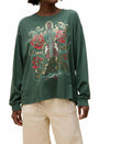 Chris Stapleton Guitar & Roses Long Sleeve Top In Deep Green