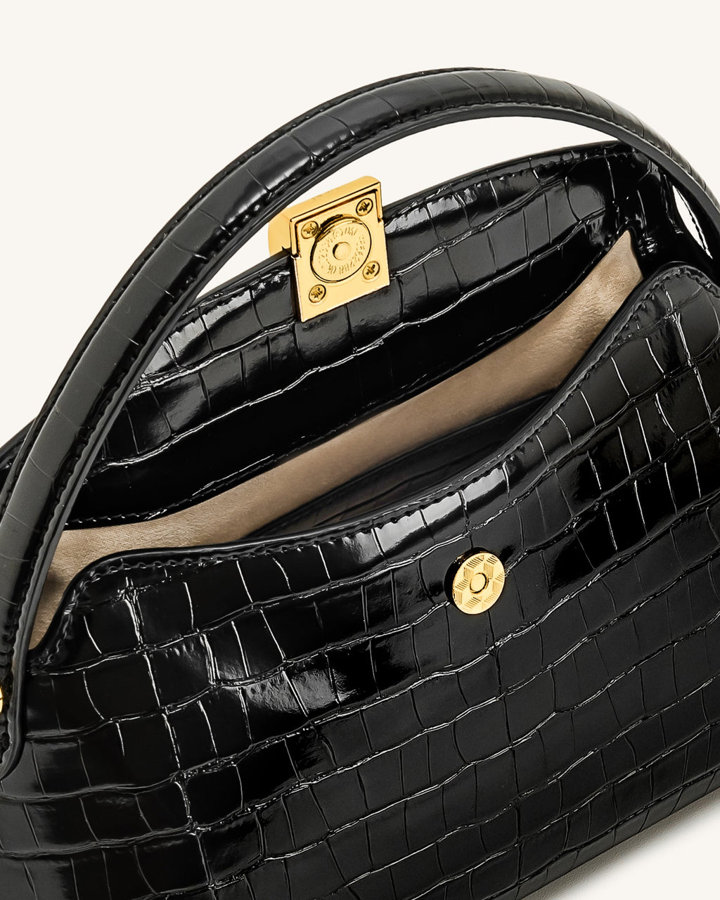 Talia Top Handle Bag - Black Croc