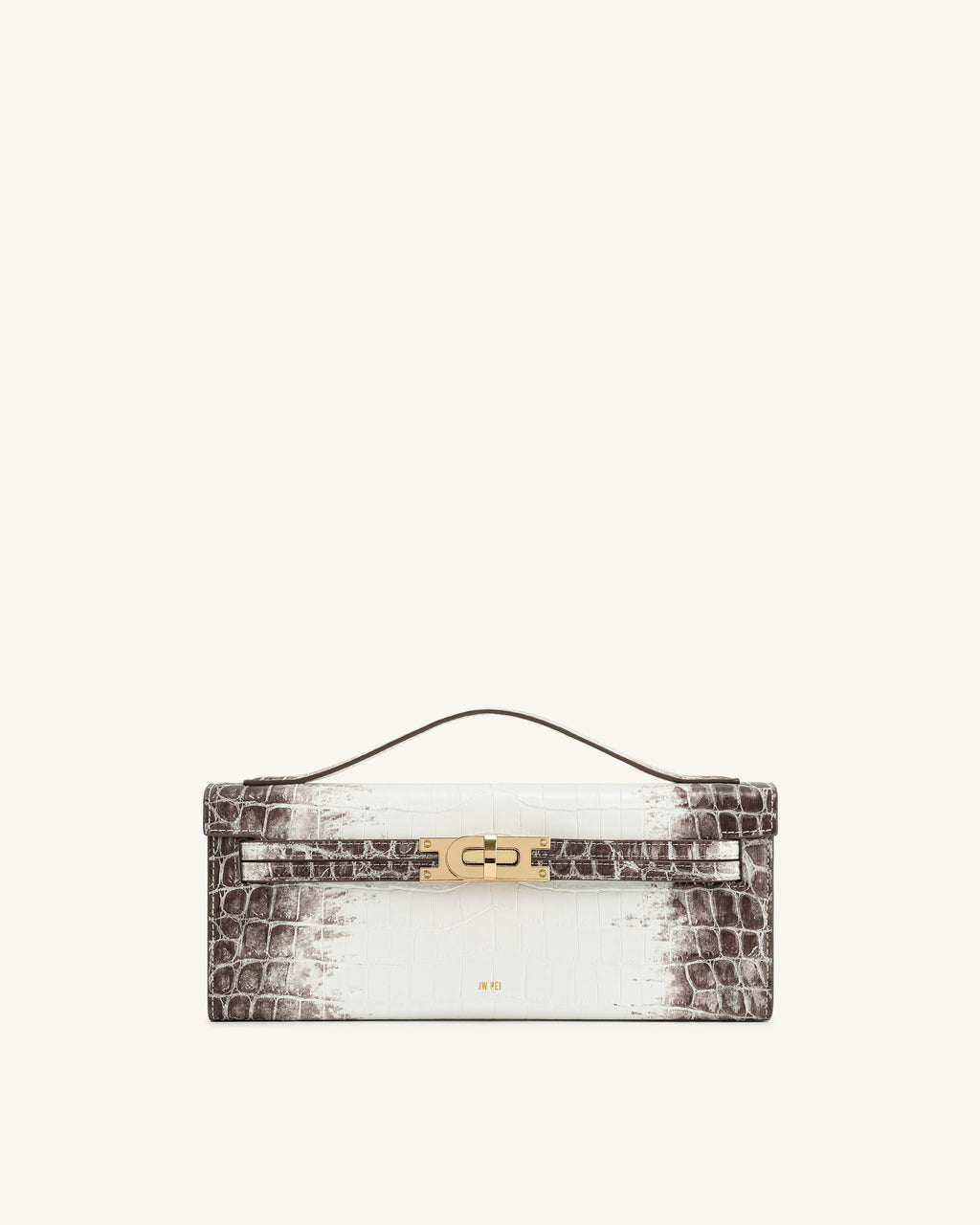 Bria Structured Top Handle Bag - White Croc
