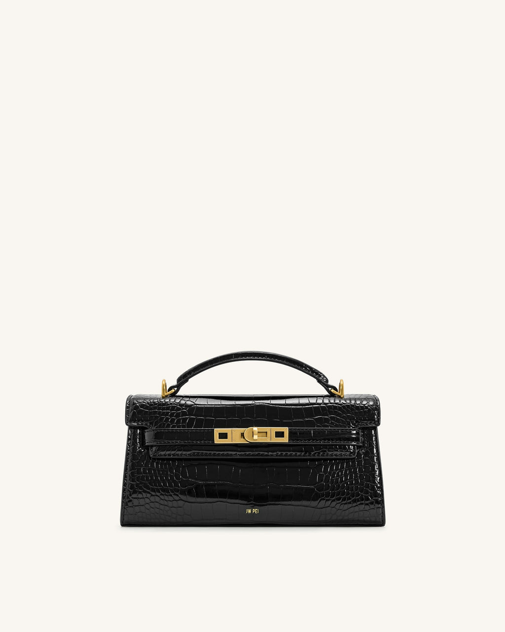 Noor Top Handle Bag - Black Croc