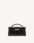 Noor Top Handle Bag - Black Croc