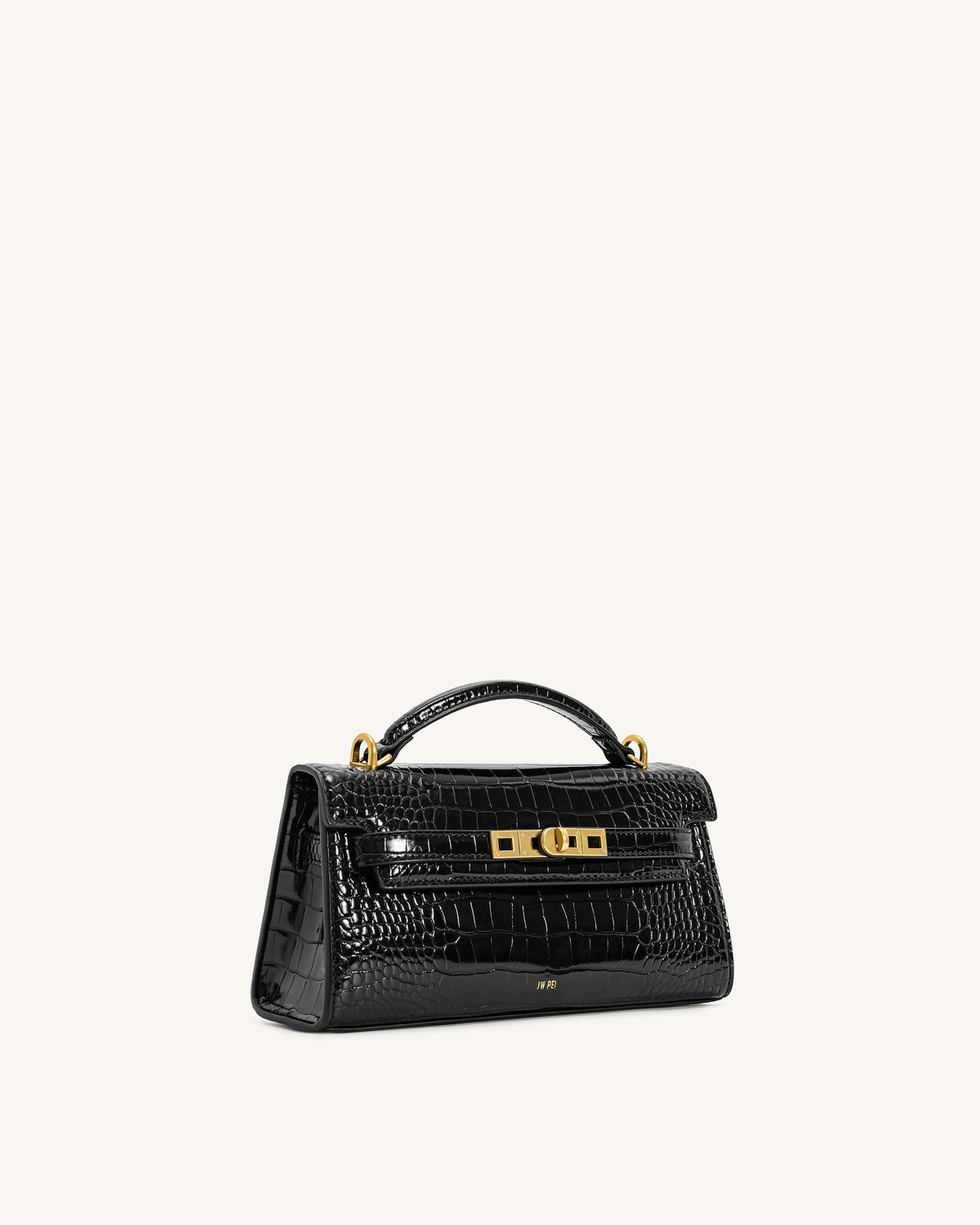 Noor Top Handle Bag - Black Croc