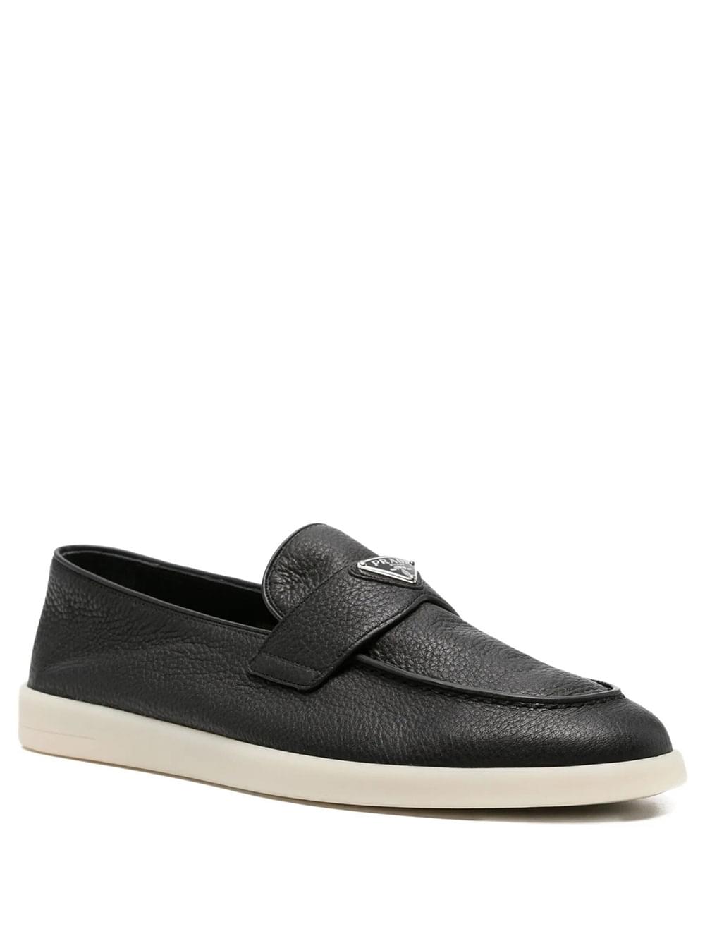 Prada Men Grained Leather Loafers