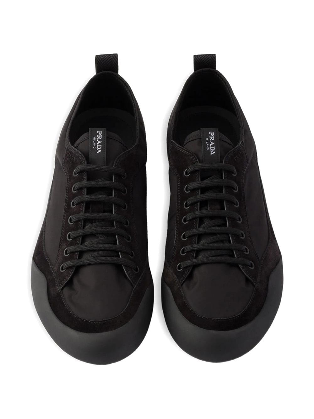Prada Men Speedrock Re-Nylon And Suede Sneakers