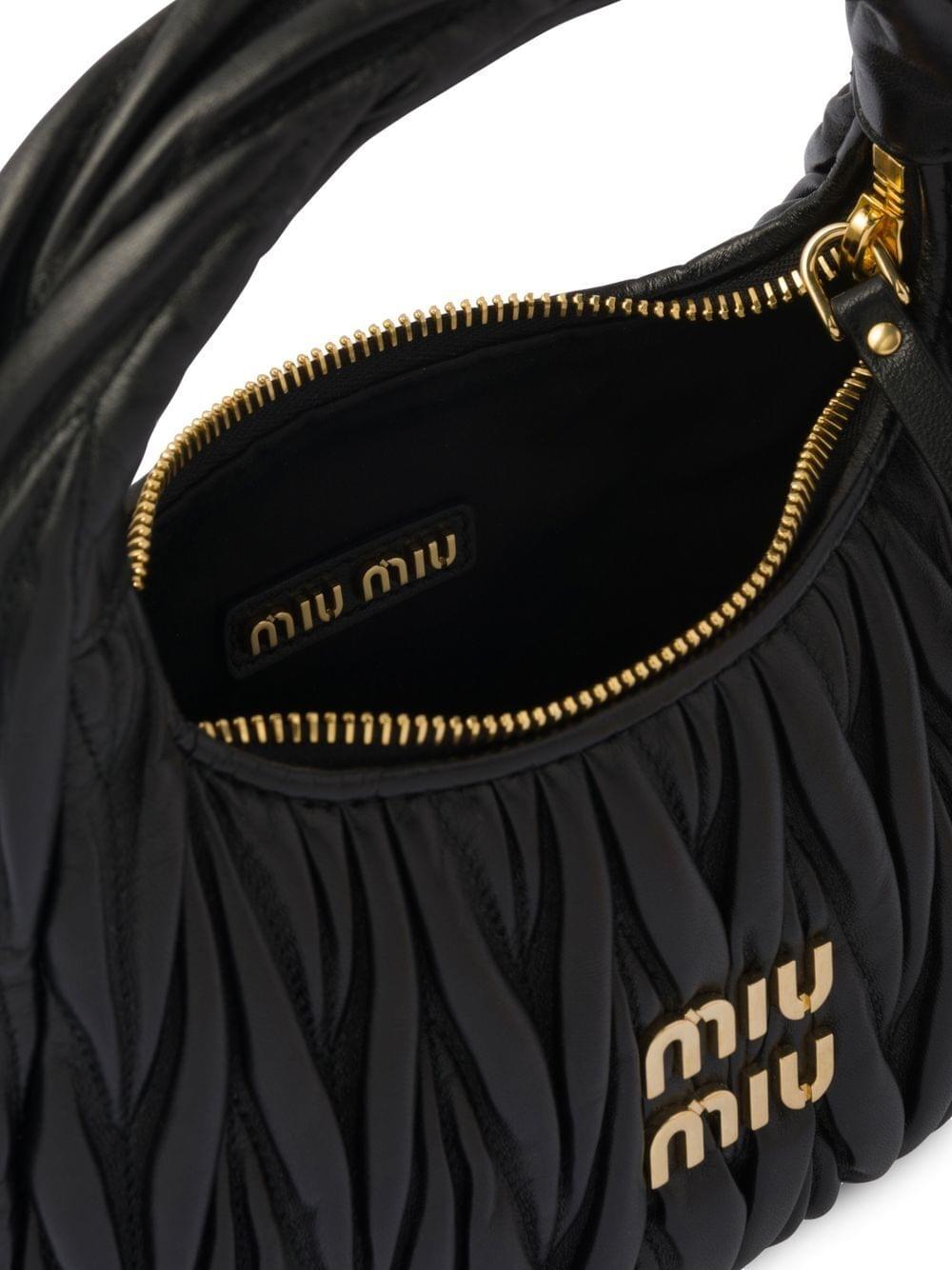 Miu Miu Women Wander Matelassé Nappa Leather Small Hobo Bag