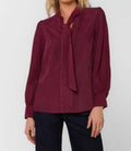 Anastasia Tie Neck Blouse In Cabernet