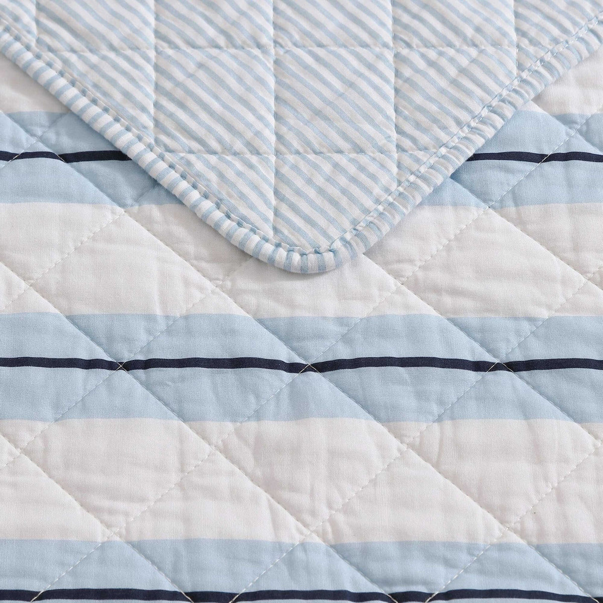 Nautica Tim Stripe Blue King Quilt Set