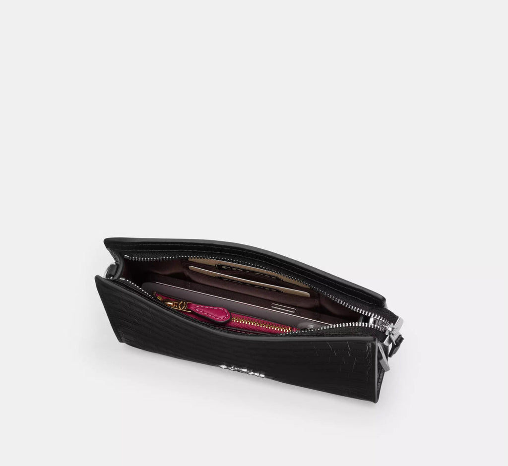 NWT Coach Slim Crossbody In Croc-Embossed Leather- Black