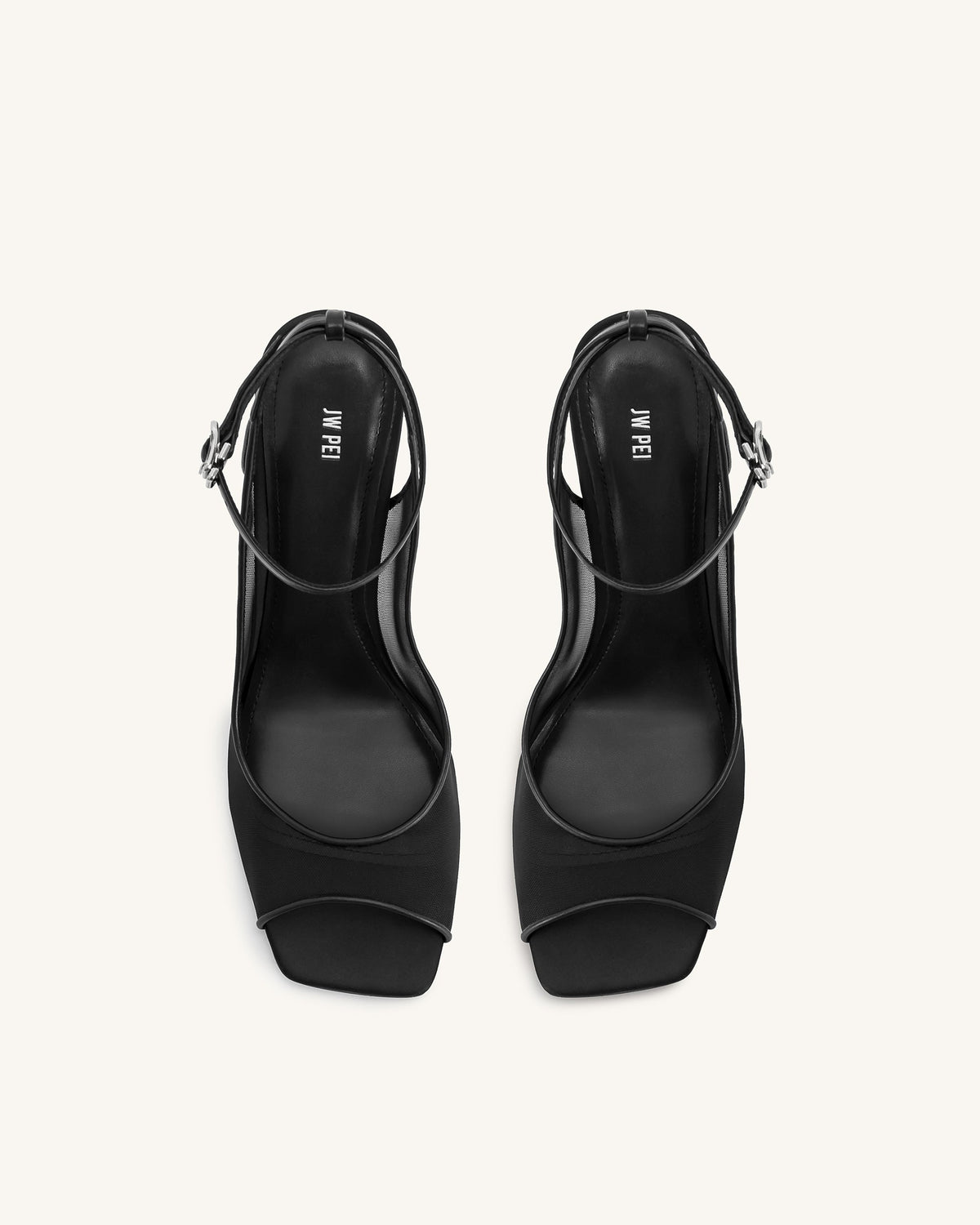 Serenity Open Toe Mesh Slingback Sandals - Black