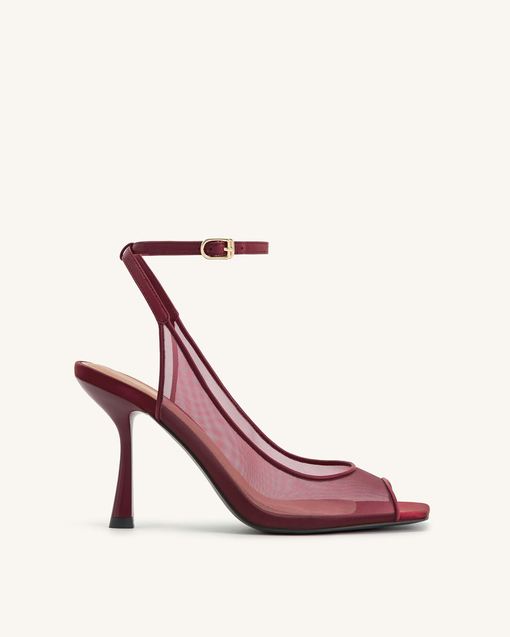 Serenity Open Toe Mesh Slingback Sandals - Burgundy