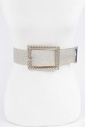 Wide Metal Buckle Clear Belt